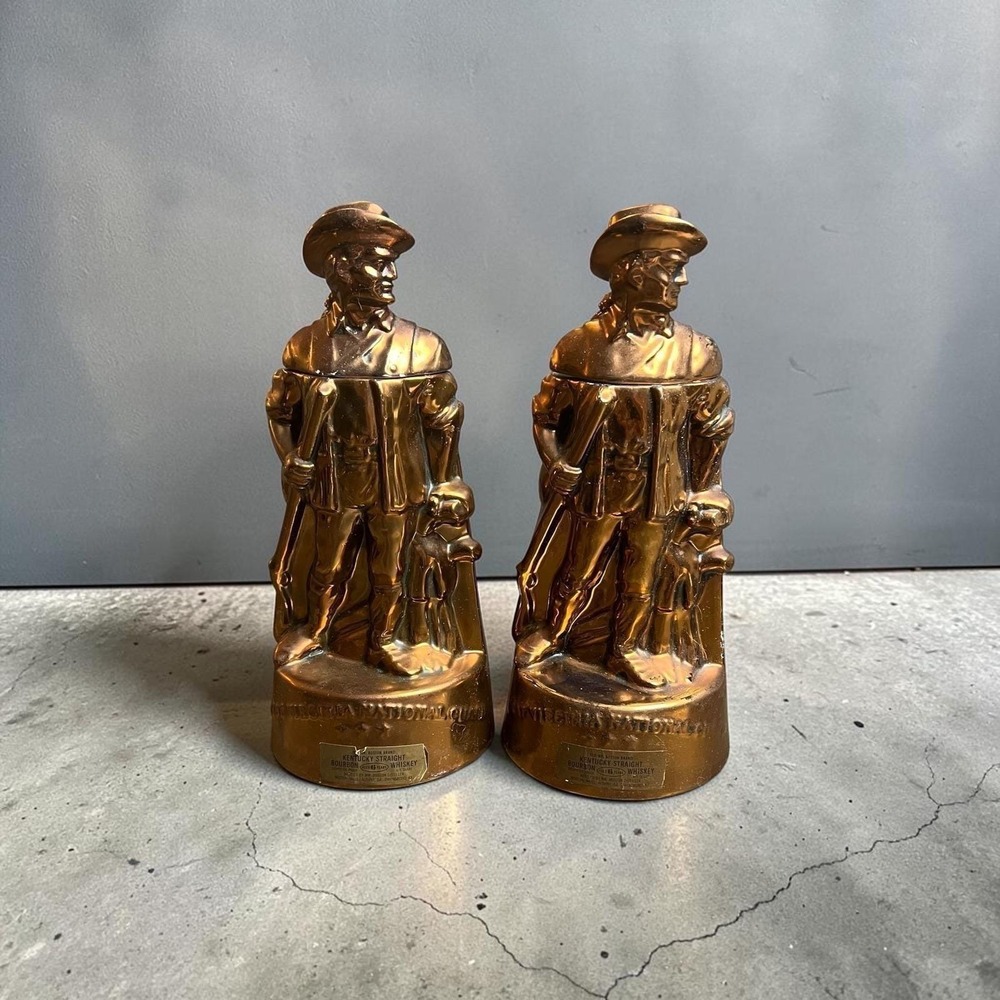 Set of 2 VINTAGE 1973WEST VIRGINIANATIONAL GUARDWHISKEY DECANTER, EMPTY